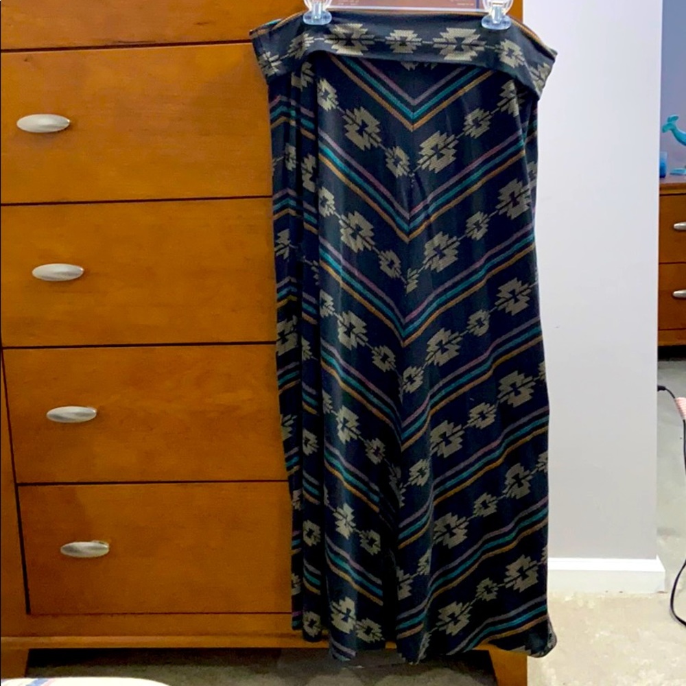 Grey Aztec Print Maxi Skirt
